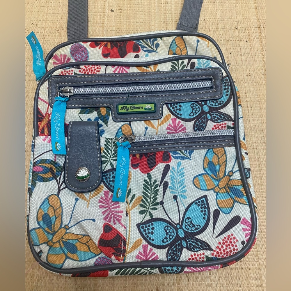 Lily Bloom Butterflies Canvas  Crossbody Mini  Bag